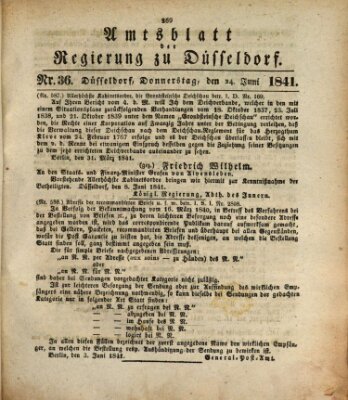 Amtsblatt für den Regierungsbezirk Düsseldorf Donnerstag 24. Juni 1841