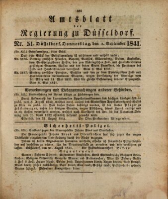 Amtsblatt für den Regierungsbezirk Düsseldorf Donnerstag 2. September 1841