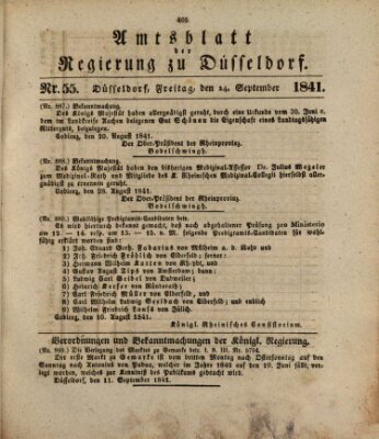 Amtsblatt für den Regierungsbezirk Düsseldorf Freitag 24. September 1841