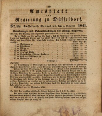 Amtsblatt für den Regierungsbezirk Düsseldorf Samstag 9. Oktober 1841