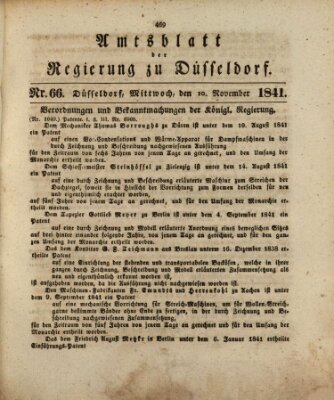 Amtsblatt für den Regierungsbezirk Düsseldorf Mittwoch 10. November 1841