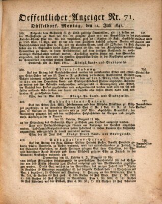 Amtsblatt für den Regierungsbezirk Düsseldorf Montag 12. Juli 1841
