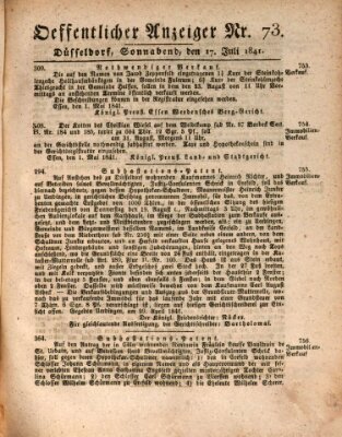 Amtsblatt für den Regierungsbezirk Düsseldorf Samstag 17. Juli 1841
