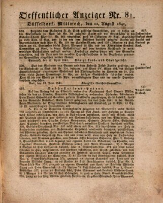 Amtsblatt für den Regierungsbezirk Düsseldorf Mittwoch 11. August 1841