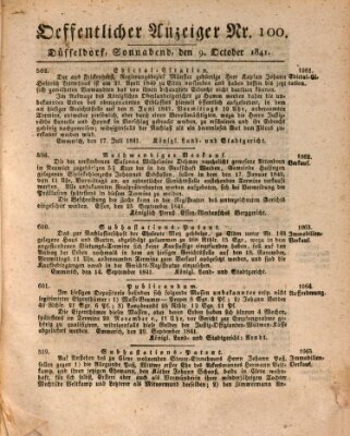Amtsblatt für den Regierungsbezirk Düsseldorf Samstag 9. Oktober 1841