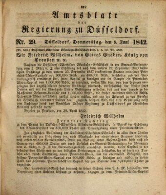 Amtsblatt für den Regierungsbezirk Düsseldorf Donnerstag 9. Juni 1842