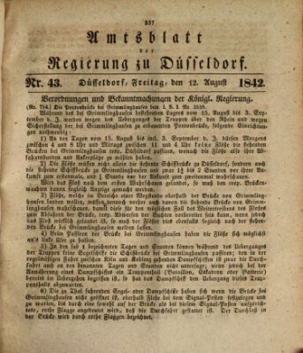 Amtsblatt für den Regierungsbezirk Düsseldorf Freitag 12. August 1842