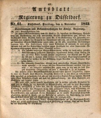 Amtsblatt für den Regierungsbezirk Düsseldorf Freitag 4. November 1842