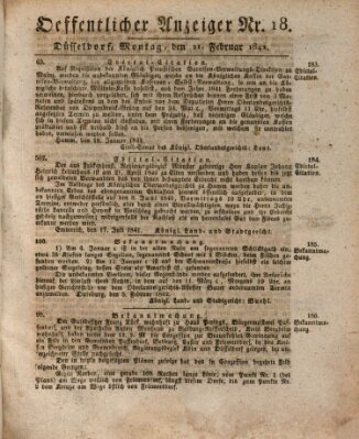 Amtsblatt für den Regierungsbezirk Düsseldorf Montag 21. Februar 1842