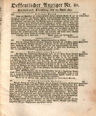 Amtsblatt für den Regierungsbezirk Düsseldorf Dienstag 19. April 1842