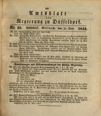 Amtsblatt für den Regierungsbezirk Düsseldorf Mittwoch 21. Juni 1843