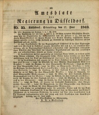 Amtsblatt für den Regierungsbezirk Düsseldorf Dienstag 27. Juni 1843
