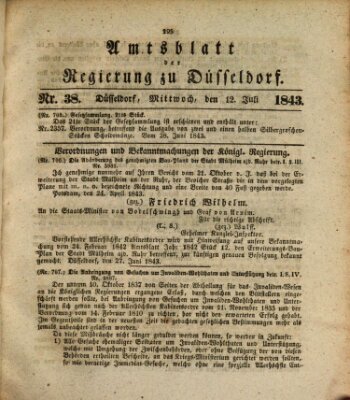 Amtsblatt für den Regierungsbezirk Düsseldorf Mittwoch 12. Juli 1843