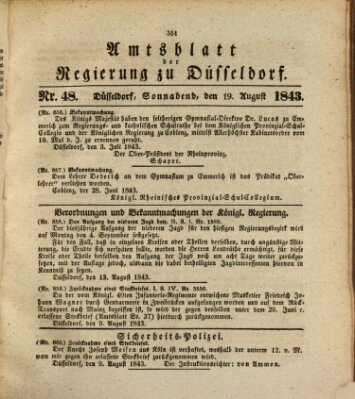 Amtsblatt für den Regierungsbezirk Düsseldorf Samstag 19. August 1843