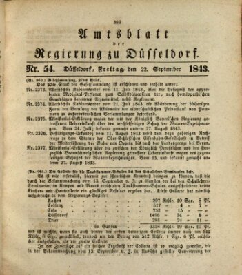 Amtsblatt für den Regierungsbezirk Düsseldorf Freitag 22. September 1843
