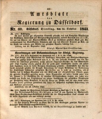 Amtsblatt für den Regierungsbezirk Düsseldorf Dienstag 24. Oktober 1843