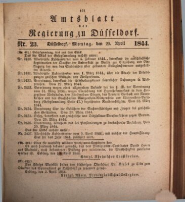 Amtsblatt für den Regierungsbezirk Düsseldorf Montag 29. April 1844