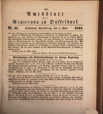 Amtsblatt für den Regierungsbezirk Düsseldorf Dienstag 4. Juni 1844