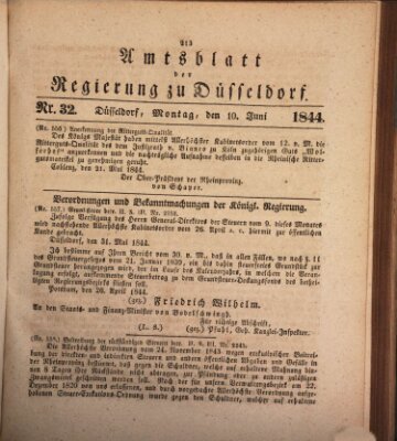 Amtsblatt für den Regierungsbezirk Düsseldorf Montag 10. Juni 1844