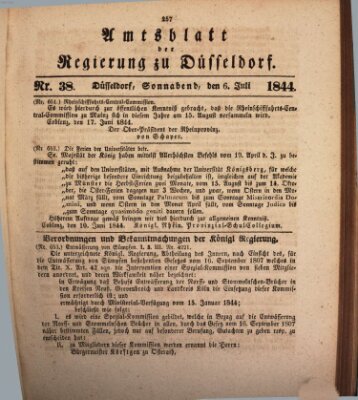 Amtsblatt für den Regierungsbezirk Düsseldorf Samstag 6. Juli 1844