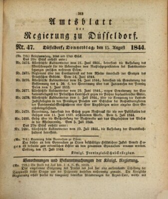 Amtsblatt für den Regierungsbezirk Düsseldorf Donnerstag 15. August 1844