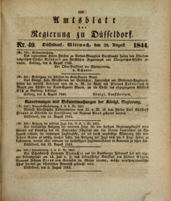 Amtsblatt für den Regierungsbezirk Düsseldorf Mittwoch 28. August 1844