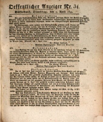 Amtsblatt für den Regierungsbezirk Düsseldorf Dienstag 9. April 1844