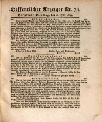Amtsblatt für den Regierungsbezirk Düsseldorf Dienstag 16. Juli 1844