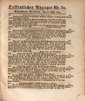 Amtsblatt für den Regierungsbezirk Düsseldorf Mittwoch 31. Juli 1844