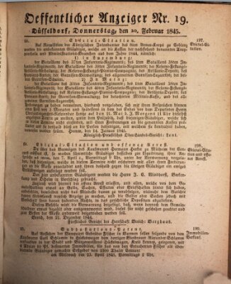 Amtsblatt für den Regierungsbezirk Düsseldorf Donnerstag 20. Februar 1845