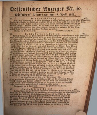 Amtsblatt für den Regierungsbezirk Düsseldorf Dienstag 15. April 1845