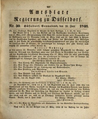 Amtsblatt für den Regierungsbezirk Düsseldorf Samstag 20. Juni 1846