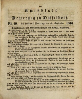 Amtsblatt für den Regierungsbezirk Düsseldorf Freitag 18. September 1846