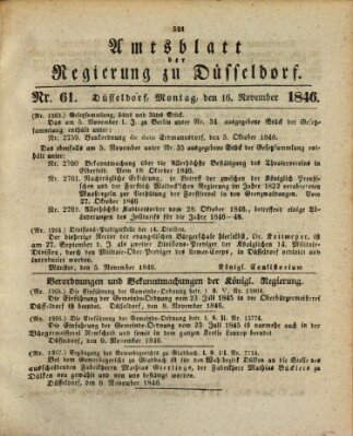 Amtsblatt für den Regierungsbezirk Düsseldorf Montag 16. November 1846