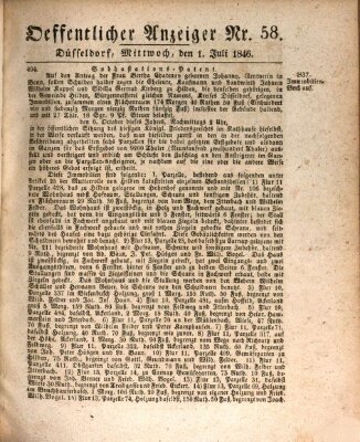 Amtsblatt für den Regierungsbezirk Düsseldorf Mittwoch 1. Juli 1846