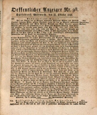 Amtsblatt für den Regierungsbezirk Düsseldorf Mittwoch 21. Oktober 1846