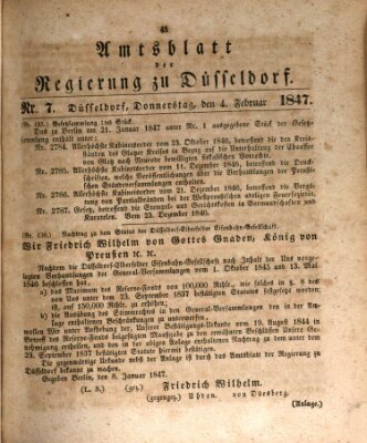 Amtsblatt für den Regierungsbezirk Düsseldorf Donnerstag 4. Februar 1847