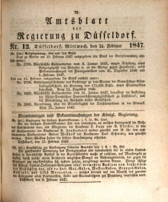 Amtsblatt für den Regierungsbezirk Düsseldorf Mittwoch 24. Februar 1847