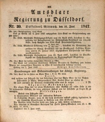 Amtsblatt für den Regierungsbezirk Düsseldorf Mittwoch 16. Juni 1847