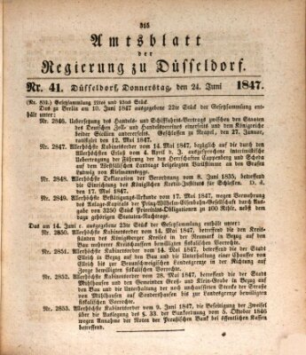 Amtsblatt für den Regierungsbezirk Düsseldorf Donnerstag 24. Juni 1847