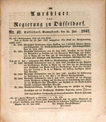 Amtsblatt für den Regierungsbezirk Düsseldorf Samstag 24. Juli 1847