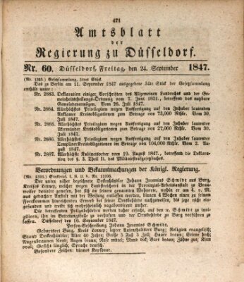 Amtsblatt für den Regierungsbezirk Düsseldorf Freitag 24. September 1847
