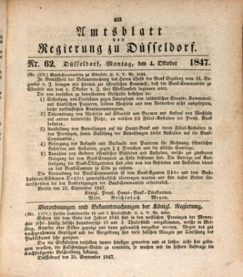 Amtsblatt für den Regierungsbezirk Düsseldorf Montag 4. Oktober 1847