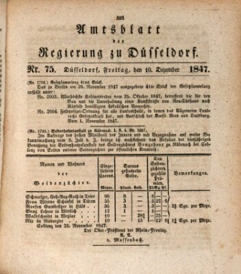 Amtsblatt für den Regierungsbezirk Düsseldorf Freitag 10. Dezember 1847