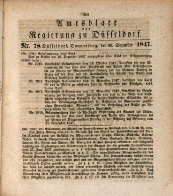 Amtsblatt für den Regierungsbezirk Düsseldorf Donnerstag 30. Dezember 1847