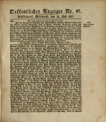 Amtsblatt für den Regierungsbezirk Düsseldorf Mittwoch 21. Juli 1847