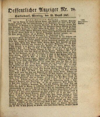 Amtsblatt für den Regierungsbezirk Düsseldorf Montag 23. August 1847