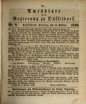 Amtsblatt für den Regierungsbezirk Düsseldorf Freitag 18. Februar 1848