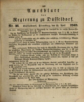 Amtsblatt für den Regierungsbezirk Düsseldorf Dienstag 25. April 1848