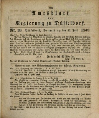 Amtsblatt für den Regierungsbezirk Düsseldorf Donnerstag 22. Juni 1848